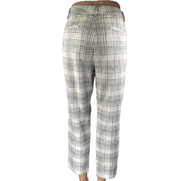 Ann Taylor Women White Black Plaid High Rise Straight Leg Trousers Pants Size 8 - Picture 3 of 5